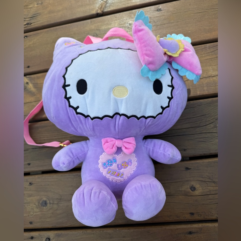 Hello Kitty Candy Plush Sanrio Bioworld Stuffed with shoulder strap as Backpack